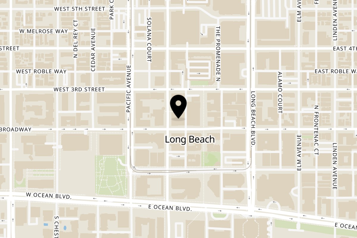 Map showing the location of Agaves on 200 Pine Ave Ste b in Long Beach